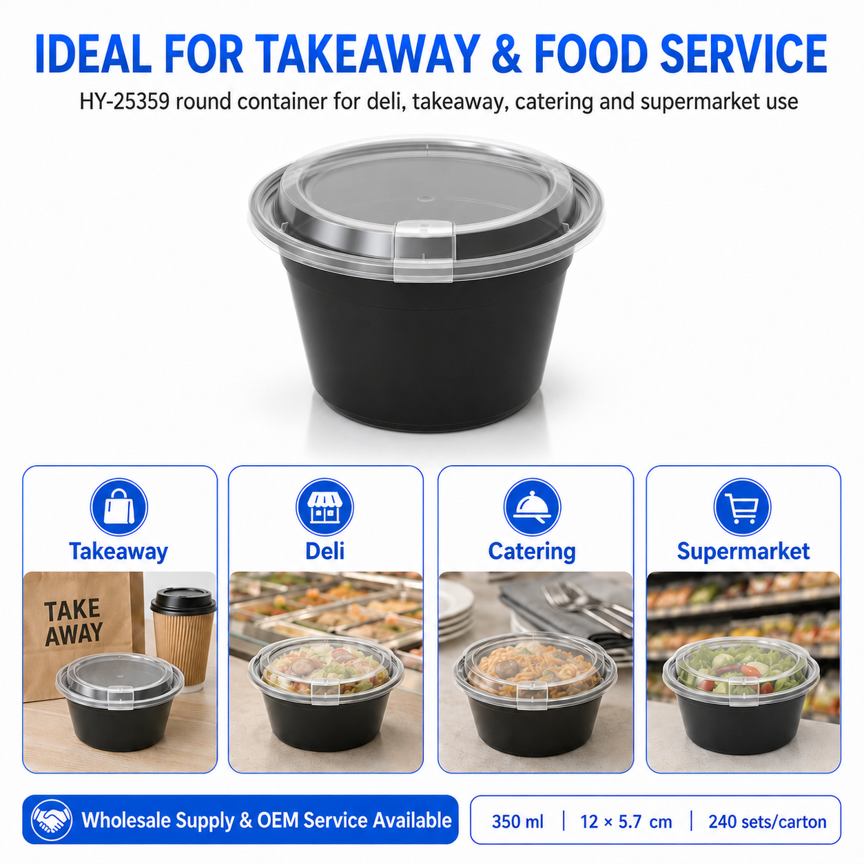 450ml Round Breathable PP Food Container with Secure Snap Lid for Takeaway & Food Service