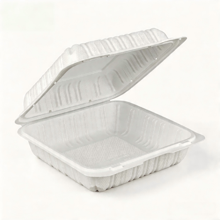 9x9 inch Food Grade MFPP Clamshell Containers | 1 Compartment Microwave Safe Disposable Takeout Boxes for Meals & Catering