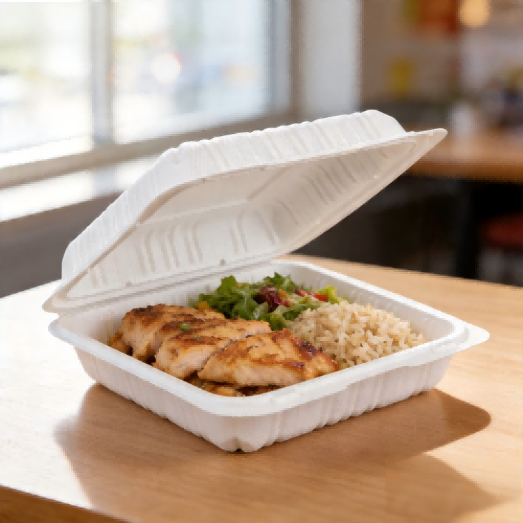 9x9 inch Food Grade MFPP Clamshell Containers | 1 Compartment Microwave Safe Disposable Takeout Boxes for Meals & Catering