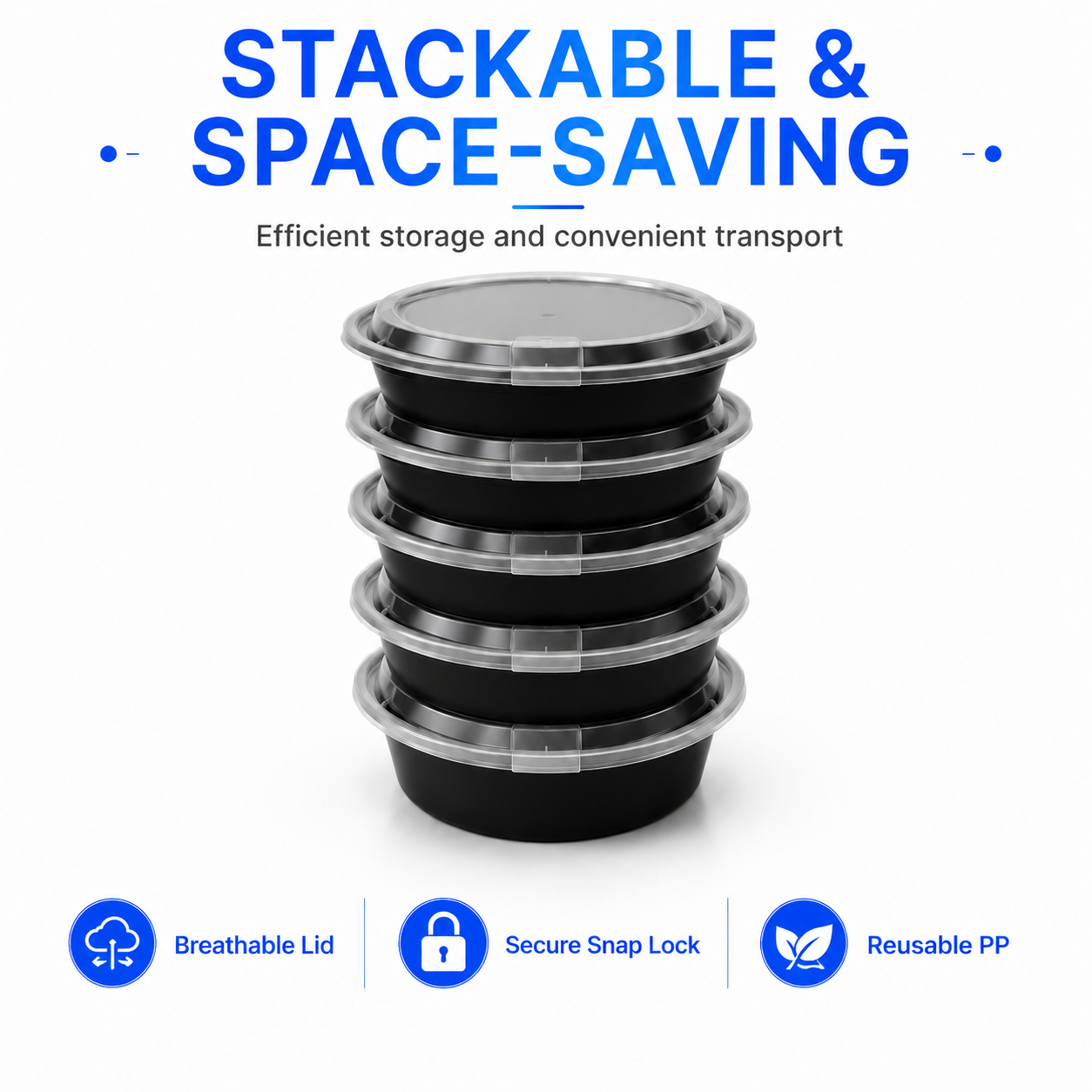HY-253009 3000ml Round Breathable Lid Injection Molded PP Food Container