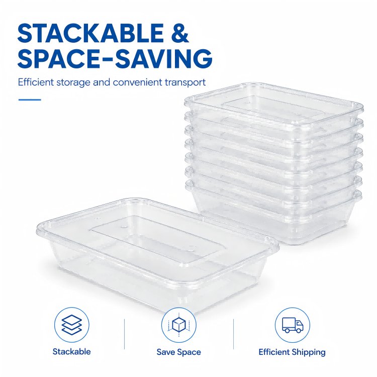 MG-F500 500ml Clear Rectangular PP Food Container with Lid