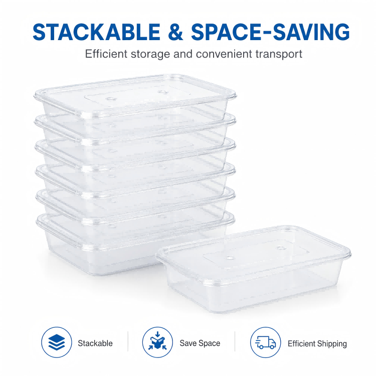 MG-F650 650ml Clear Rectangular PP Food Container with Lid