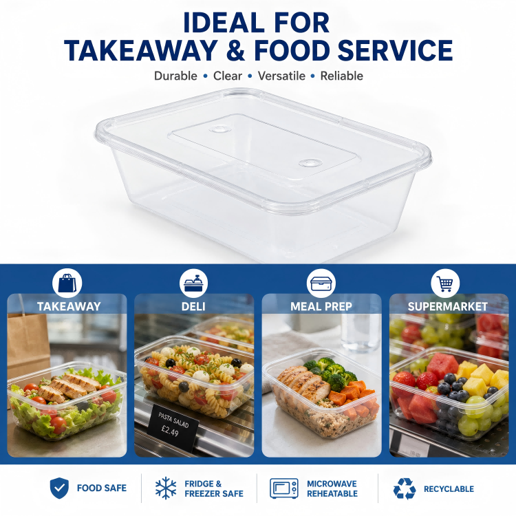 MG-F650 650ml Clear Rectangular PP Food Container with Lid