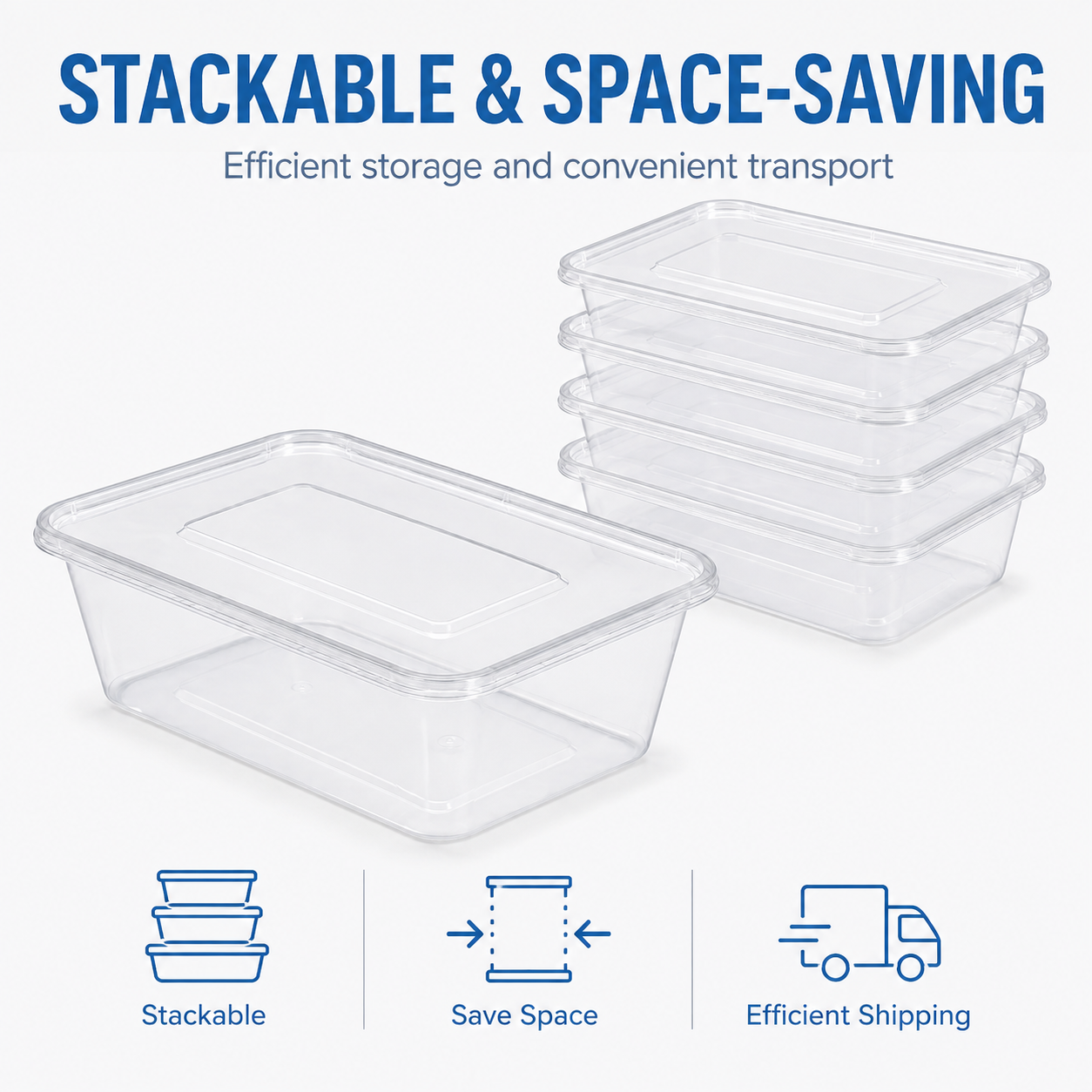 MG-F750 750ml Clear Rectangular PP Food Container with Lid