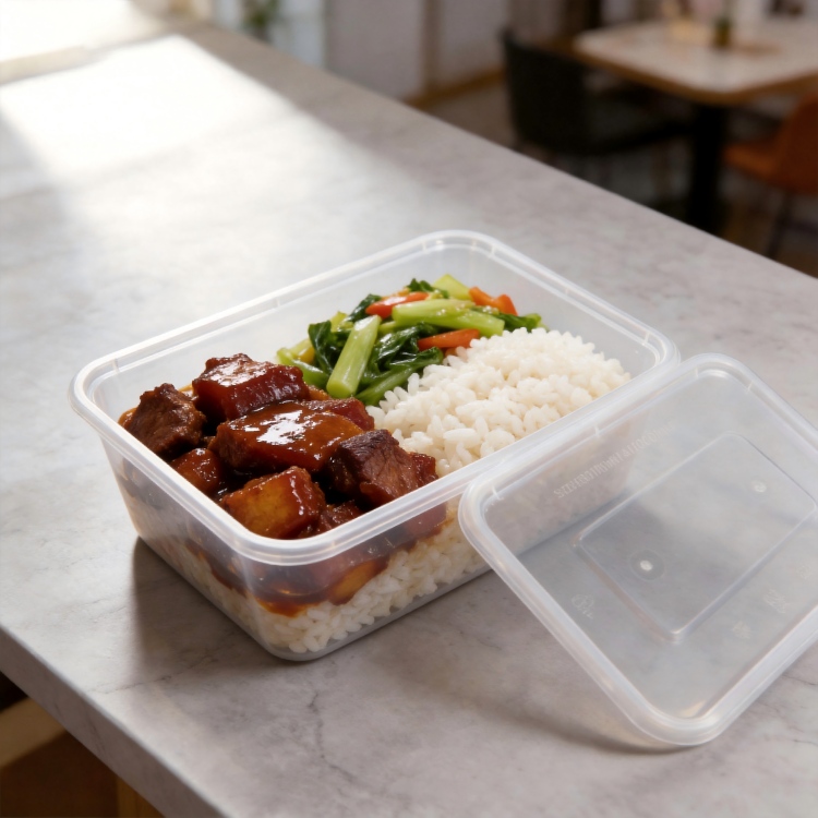 MG-F1000 1000ml Large Capacity Clear Rectangular Food Grade PP Disposable Food Containers With Lids, Microwave Safe Leakproof Takeout Meal Prep Storage Boxes