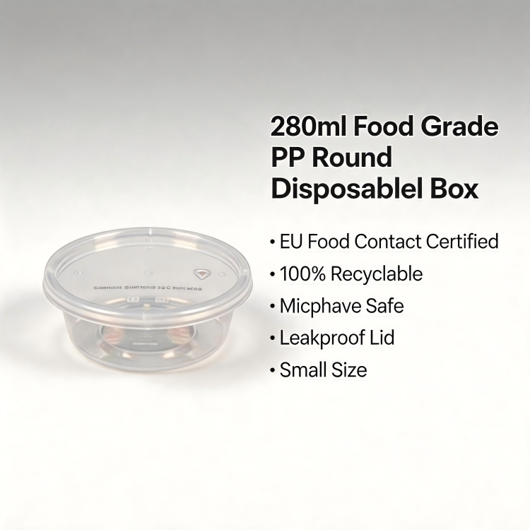 MG-Y280 280ml Clear Round Food Grade PP Disposable Soup Bowls With Lids, Microwave Safe Leakproof Small Sauce Dessert Takeout Storage Containers