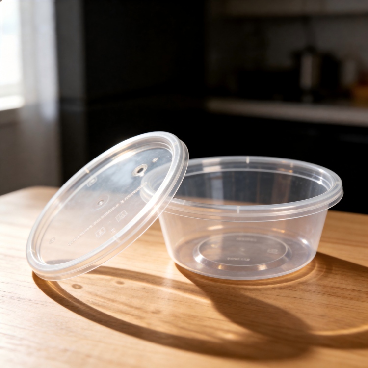 MG-Y280 280ml Clear Round Food Grade PP Disposable Soup Bowls With Lids, Microwave Safe Leakproof Small Sauce Dessert Takeout Storage Containers