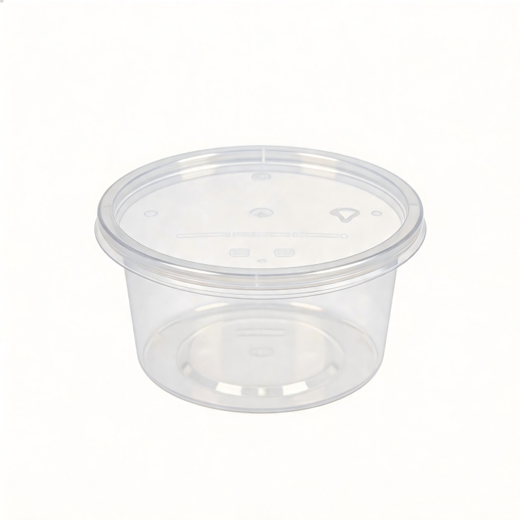 MG-Y360 360ml Clear Round Food Grade PP Disposable Soup Bowls With Lids, Microwave Safe Leakproof Dessert Sauce Takeout Storage Containers