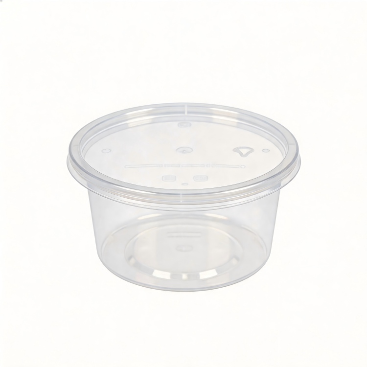MG-Y440 440ml Clear Round Food Grade PP Disposable Soup Bowls With Lids, Microwave Safe Leakproof Dessert Sauce Takeout Storage Containers