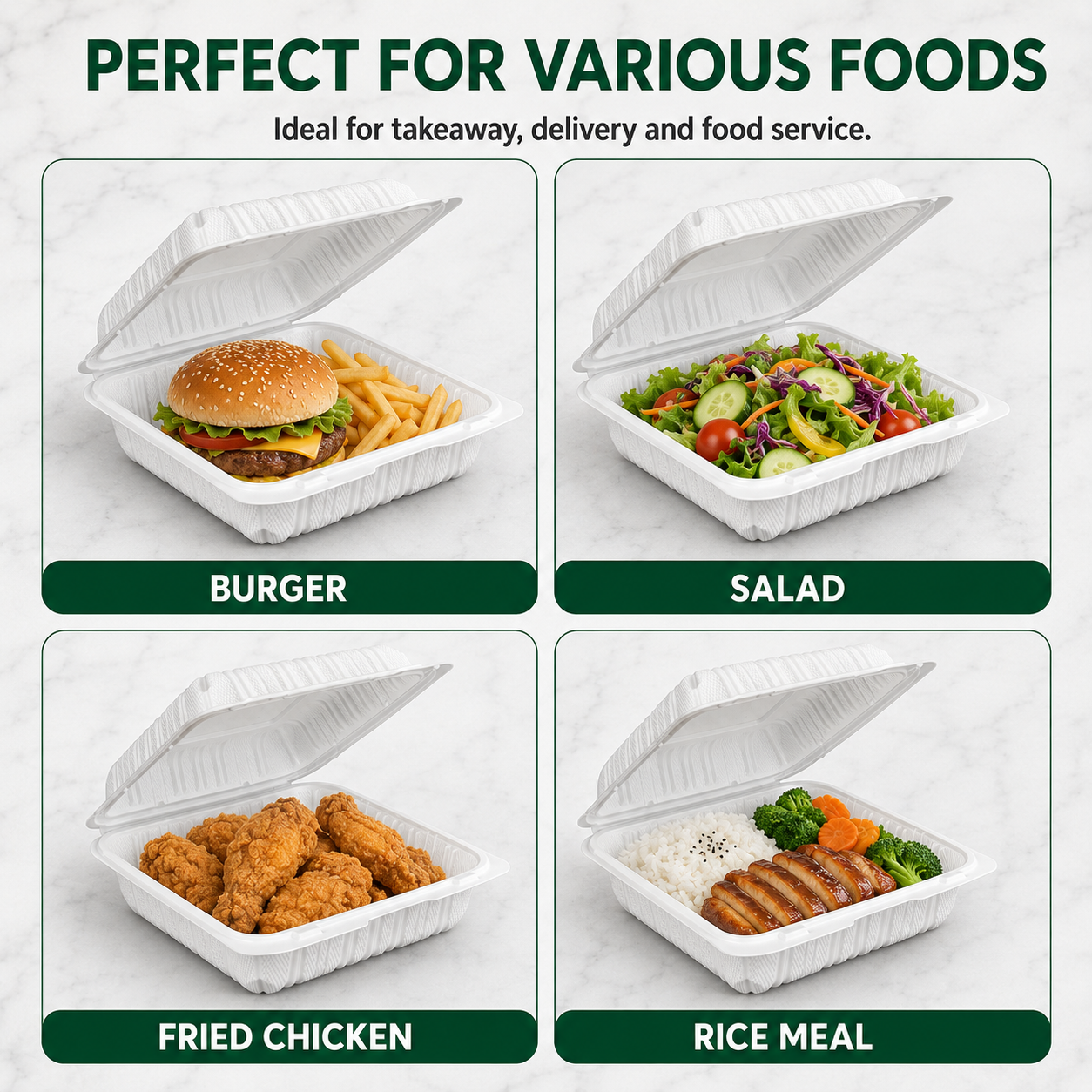SL-901 9x9 Inch Single Compartment Smart Lock MFPP Clamshell Food Container