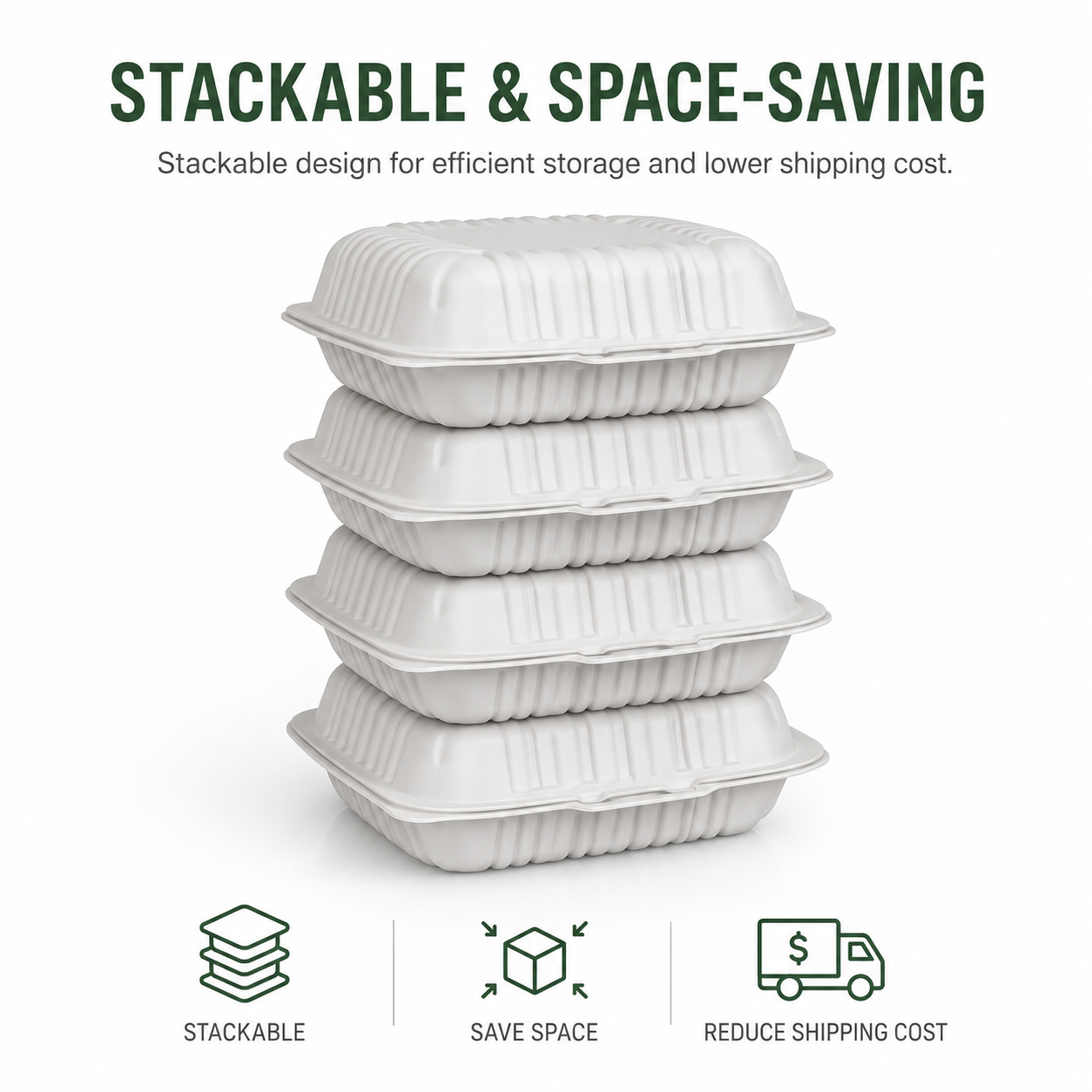 ZT-061 6 Inch Single-Compartment MFPP Clamshell Takeout Container