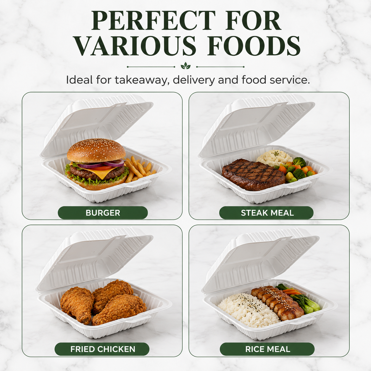 ZT-071 7 Inch Single-Compartment MFPP Clamshell Takeout Container