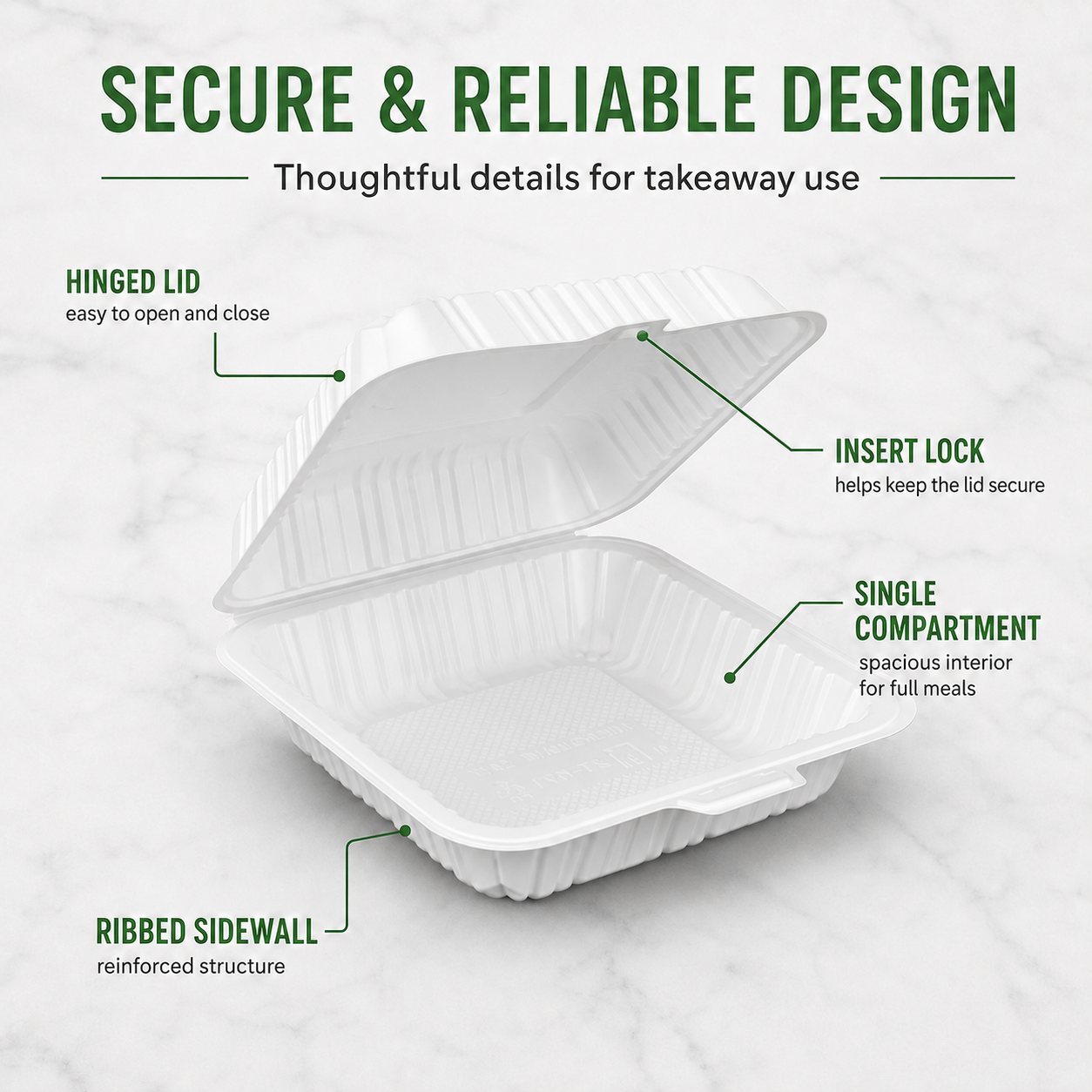 ZT-071 7 Inch Single-Compartment MFPP Clamshell Takeout Container