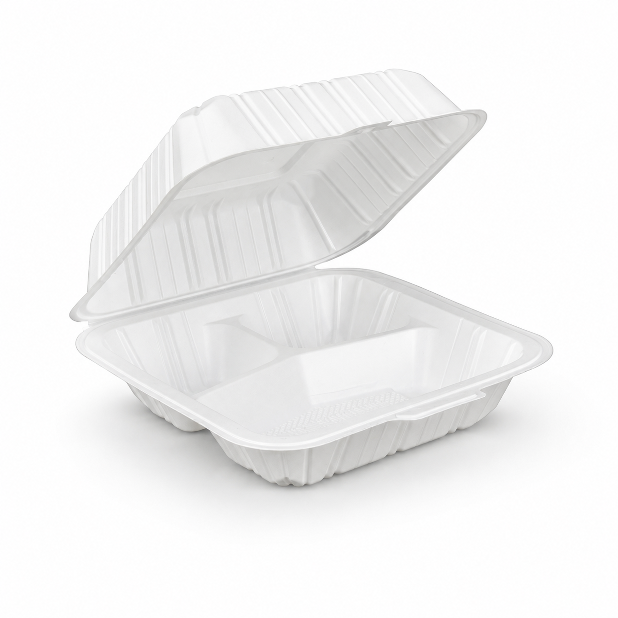 ZT-083 8 Inch 3-Compartment MFPP Clamshell Takeout Container
