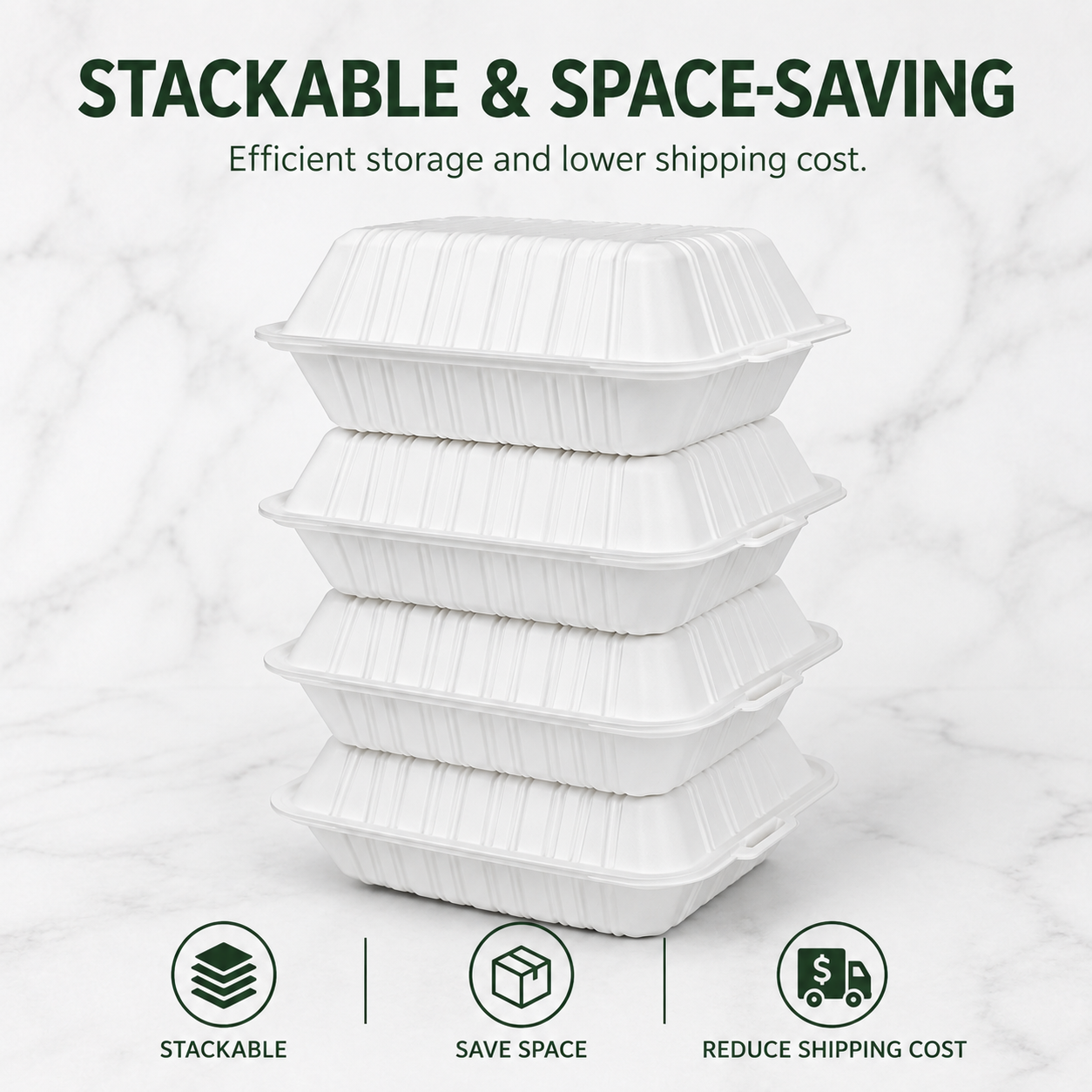 ZT-083 8 Inch 3-Compartment MFPP Clamshell Takeout Container