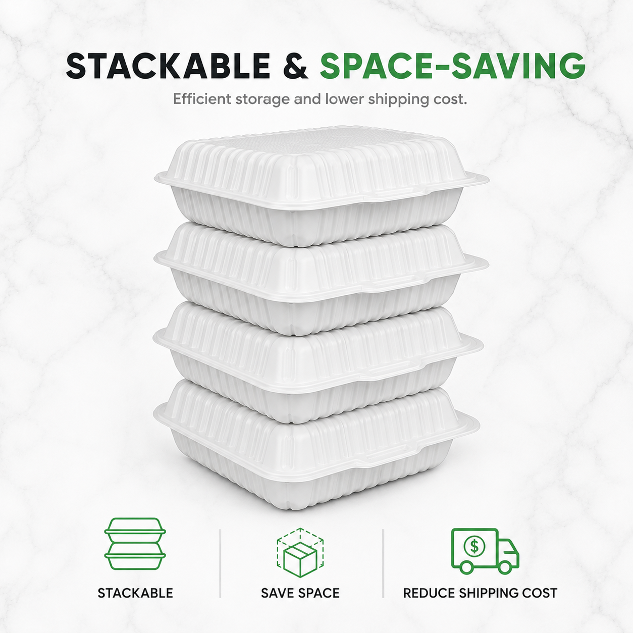ZT-091 9 Inch Single-Compartment MFPP Clamshell Takeout Container