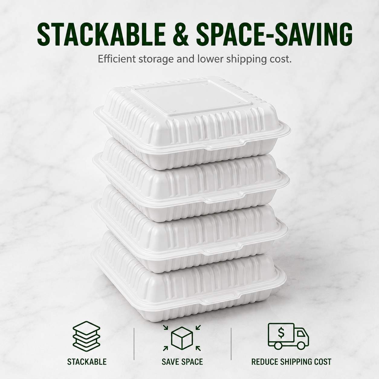 ZT-093 9 Inch 3-Compartment MFPP Clamshell Takeout Container